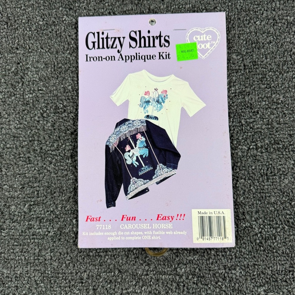Vintage Glitzy Shirts Iron On Applique Kit  Carousel Horse